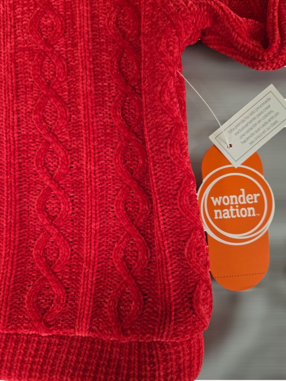 Wonder Nation Red Girls Chenille Knit Sweater Size 3T- NWT - Picture 3 of 5